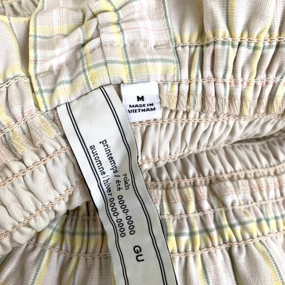 GU (Uniqlo) x Rokh Smocking Camisole Dress in Cream Plaid - Picture 15 of 16